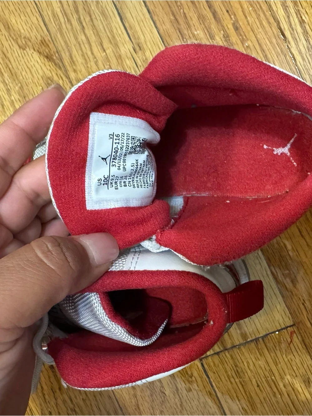 Jordan Kids Red and White Sneakers